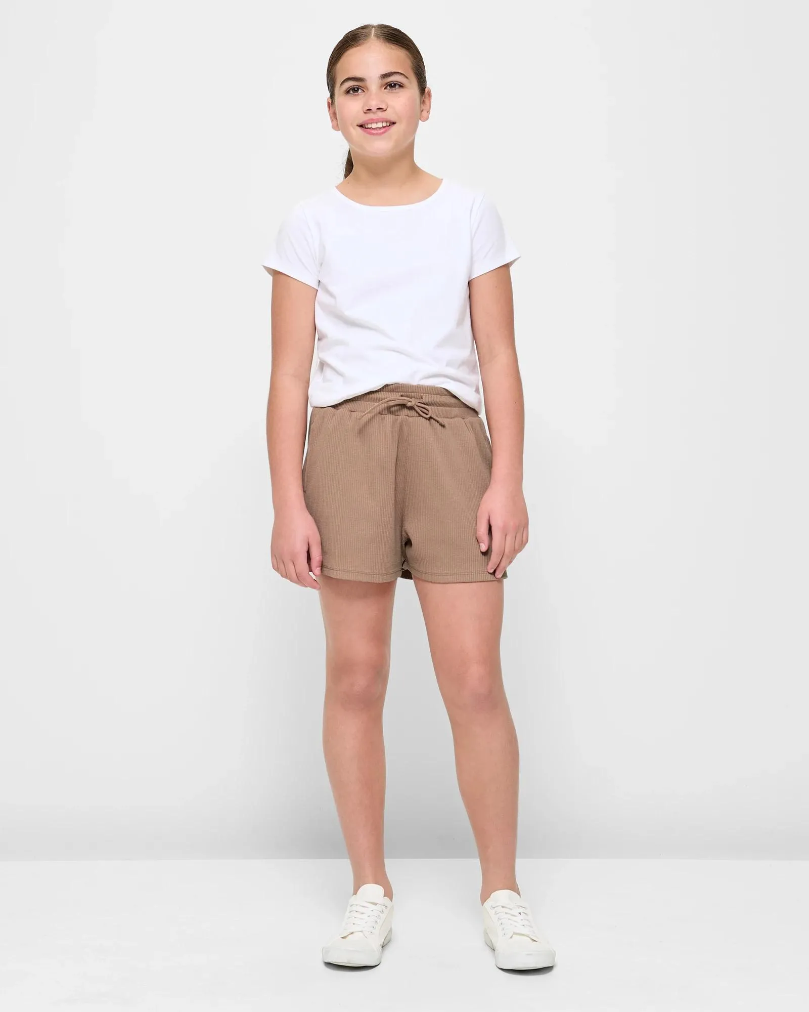 popular  Casual Rib Shorts - Brown