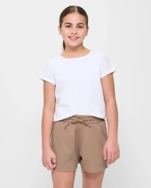 popular  Casual Rib Shorts - Brown