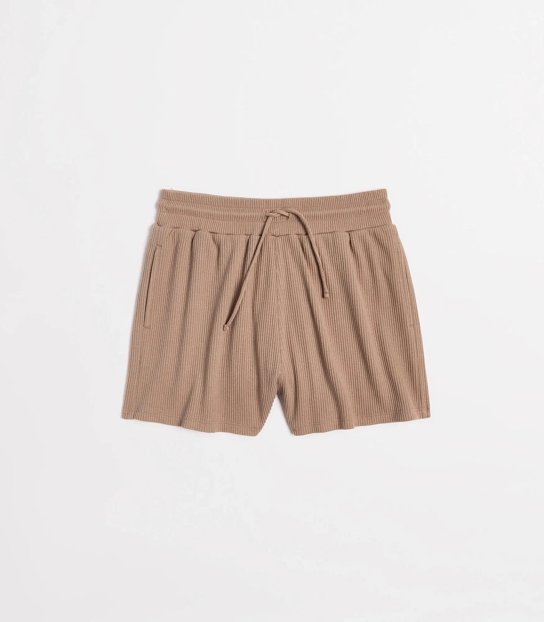 popular  Casual Rib Shorts - Brown