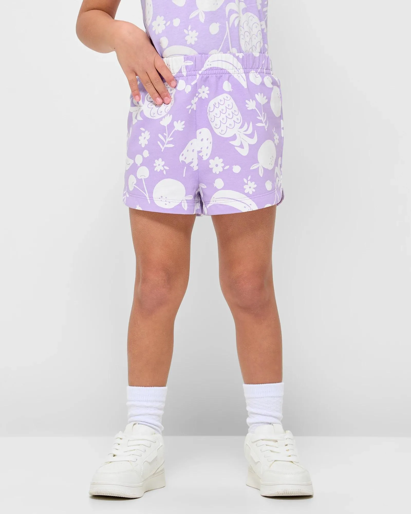 popular  Print Casual Shorts - Purple Fruit