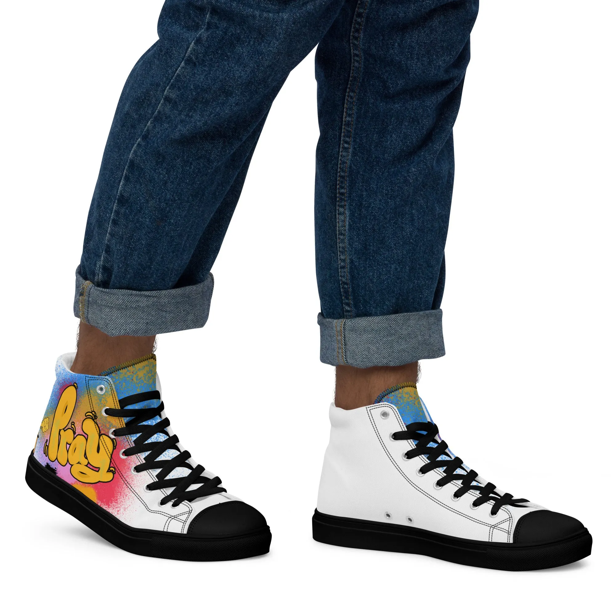 Pray, Men’s high top canvas shoes