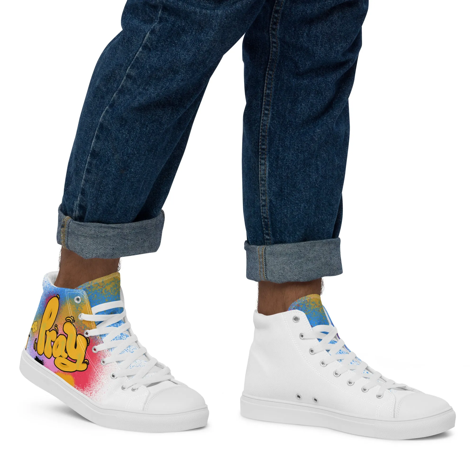 Pray, Men’s high top canvas shoes