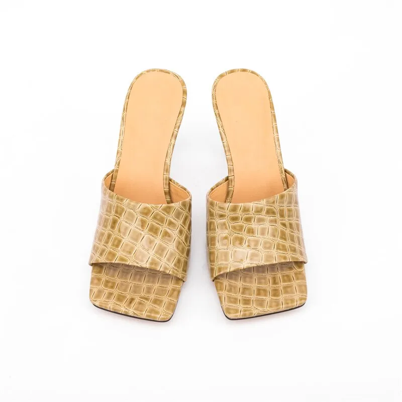 Pre Order:  Croc Square Toe Mule Sandals