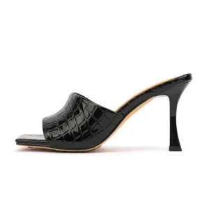 Pre Order:  Croc Square Toe Mule Sandals