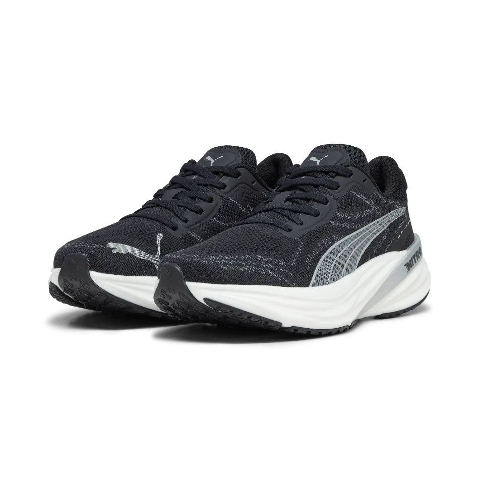 Puma Magnify Nitro 2 Women's Running Shoes in PUMA Black/White/Silver AW24