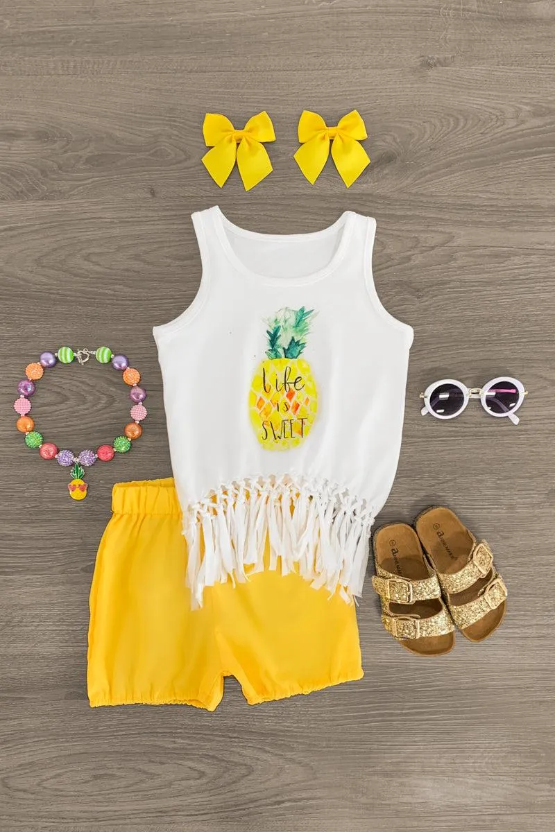 "Life Is Sweet" Pineapple Short Set