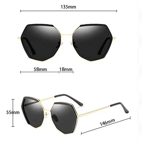 Retro Vintage Polygon Sunglasses for Women Metal Frame Shades