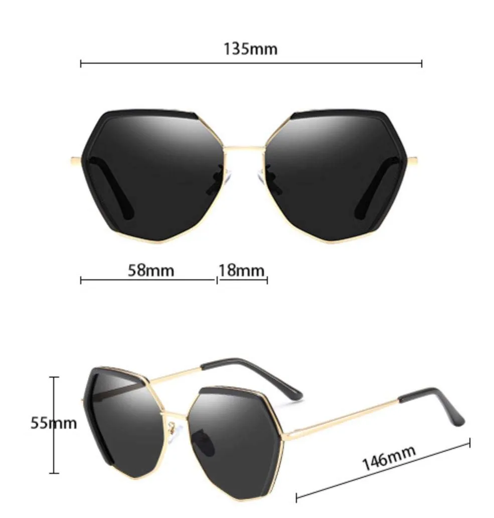 Retro Vintage Polygon Sunglasses for Women Metal Frame Shades