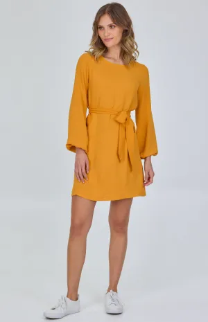 Round Neckline Long Sleeve Shift Dress