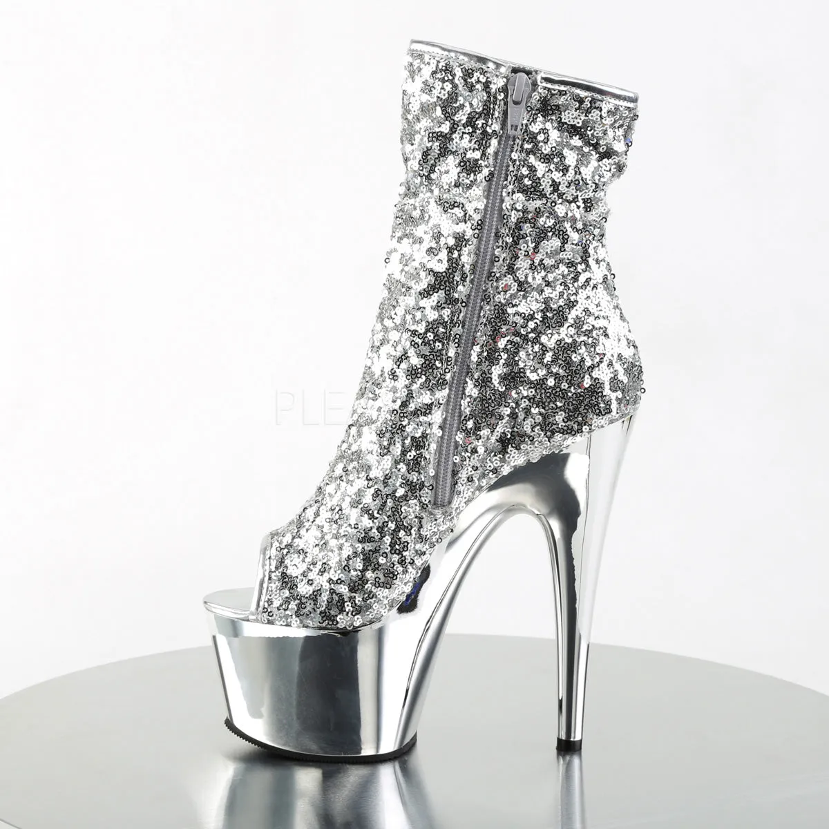 Silver Chrome Plated Platform Peep Toe Adore-1008SQ