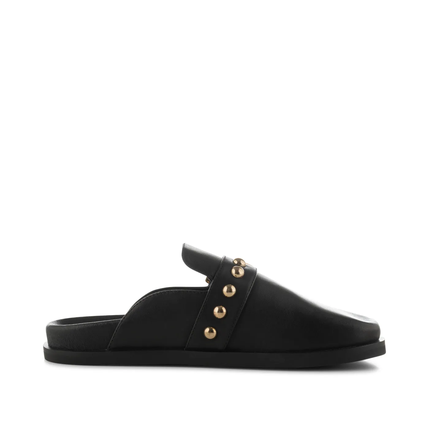 Siri buckle clog leather - BLACK