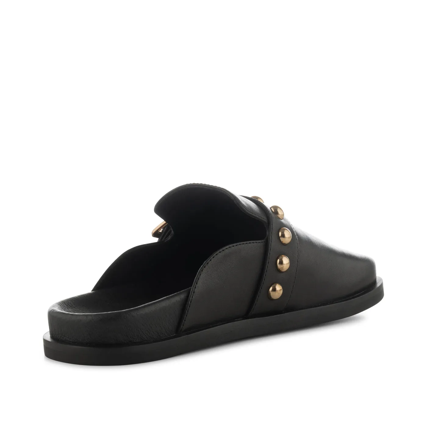 Siri buckle clog leather - BLACK