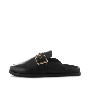 Siri buckle clog leather - BLACK