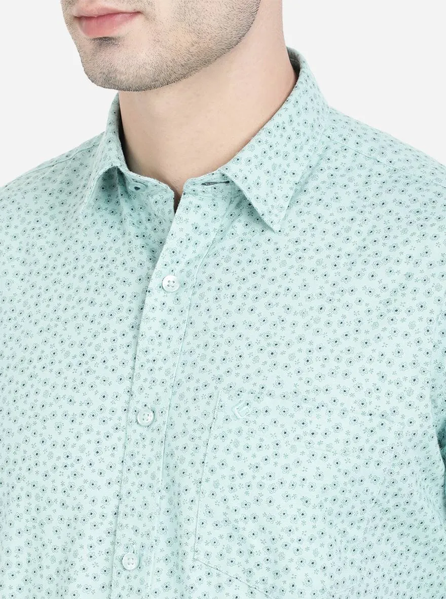 Sky Blue Printed Smart Fit Casual Shirt | Greenfibre