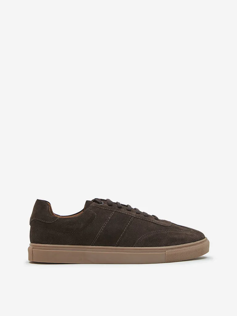 SOLEPLAY Brown Faux Suede Lace-Up Sneakers