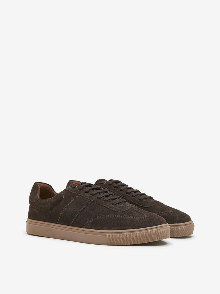 SOLEPLAY Brown Faux Suede Lace-Up Sneakers