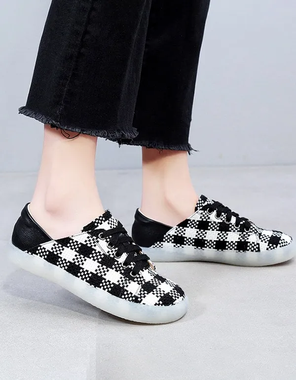 Spring Autumn Flat Vintage Plaid Casual Shoes