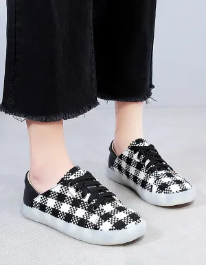 Spring Autumn Flat Vintage Plaid Casual Shoes