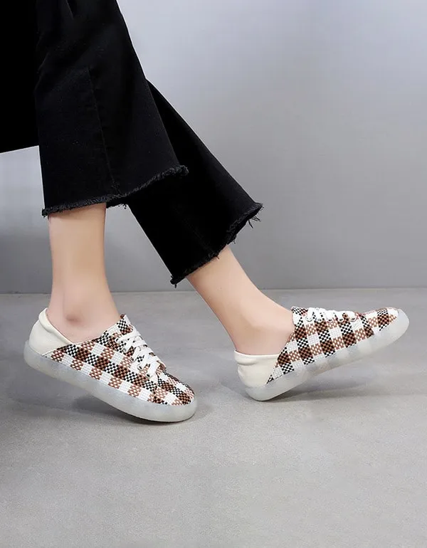 Spring Autumn Flat Vintage Plaid Casual Shoes