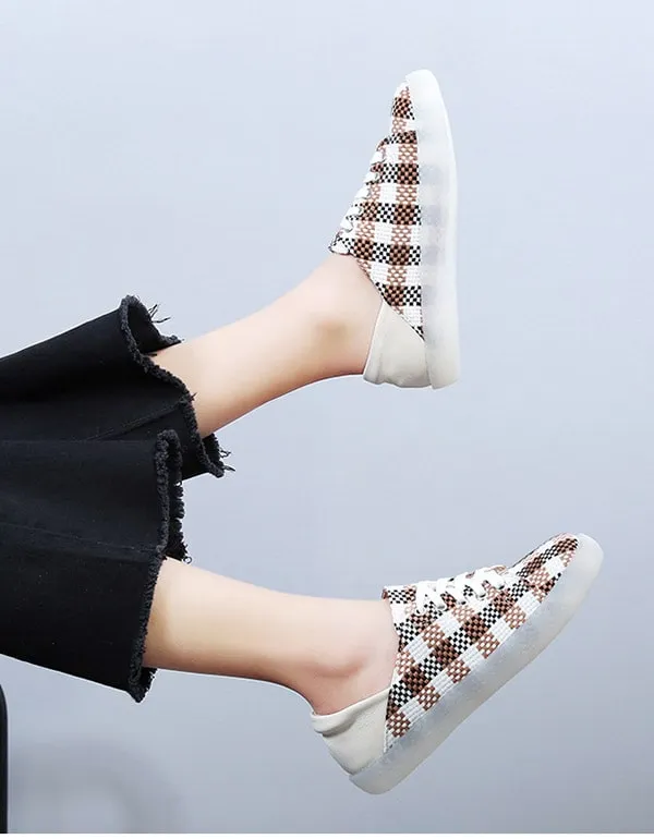 Spring Autumn Flat Vintage Plaid Casual Shoes