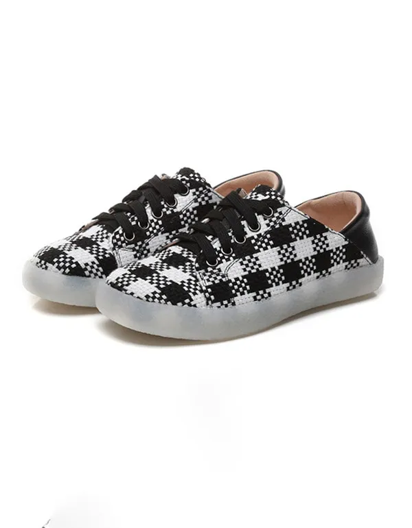 Spring Autumn Flat Vintage Plaid Casual Shoes