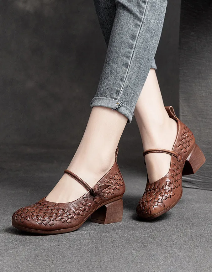 Spring Handwoven Comfortable Chunky Heels