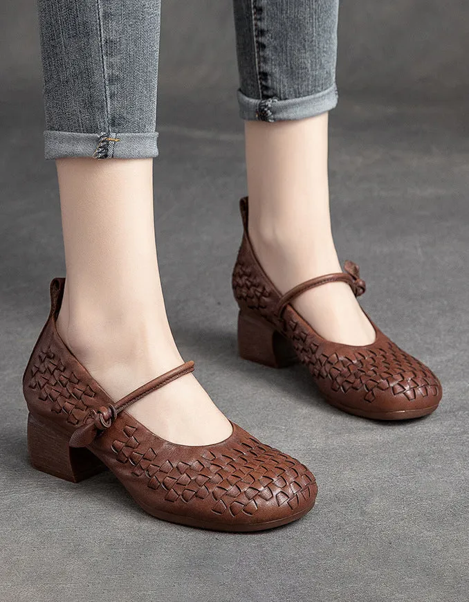 Spring Handwoven Comfortable Chunky Heels