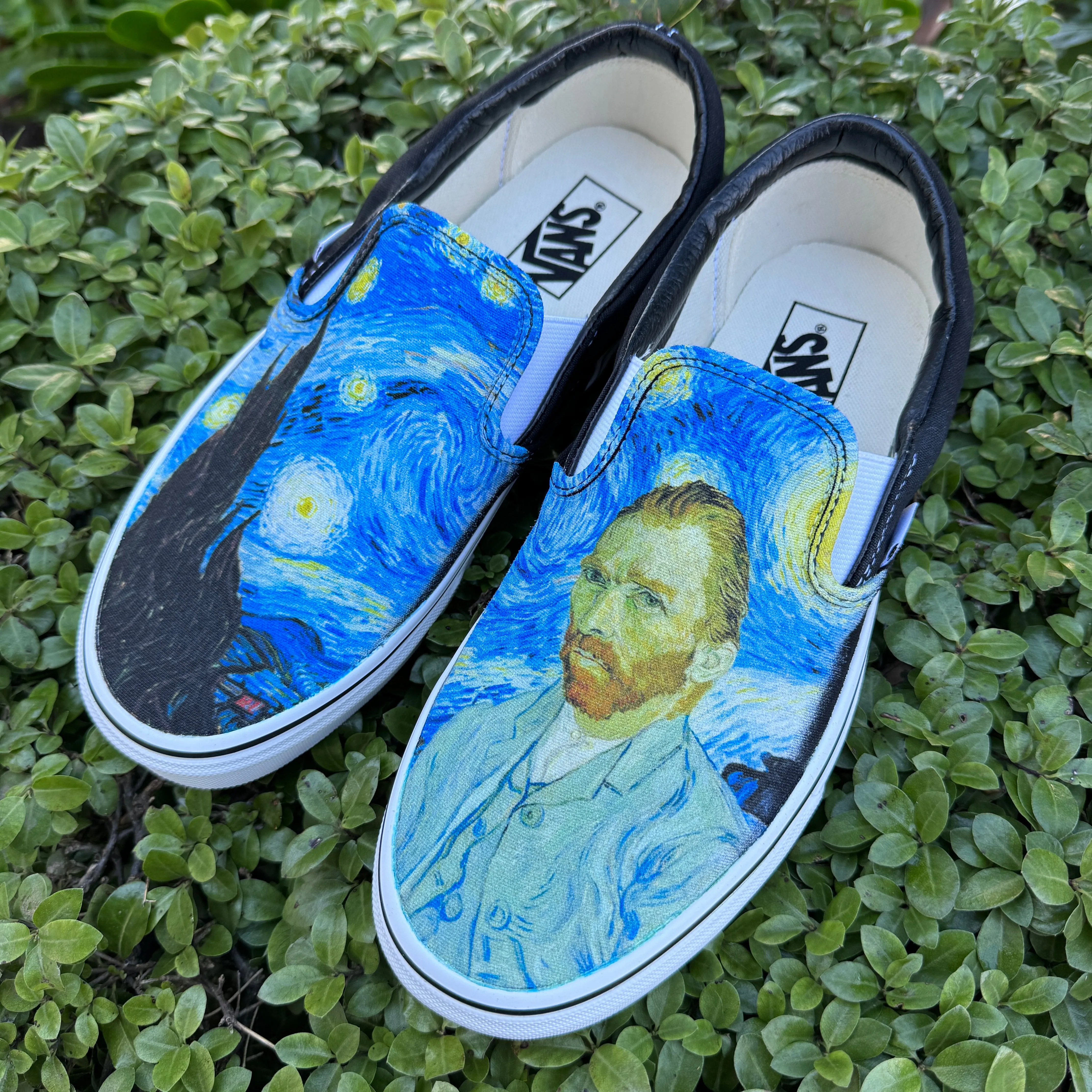 Starry Night Slip On Vans Featuring Van Gogh Portrait Shoes Unisex for Men and Women