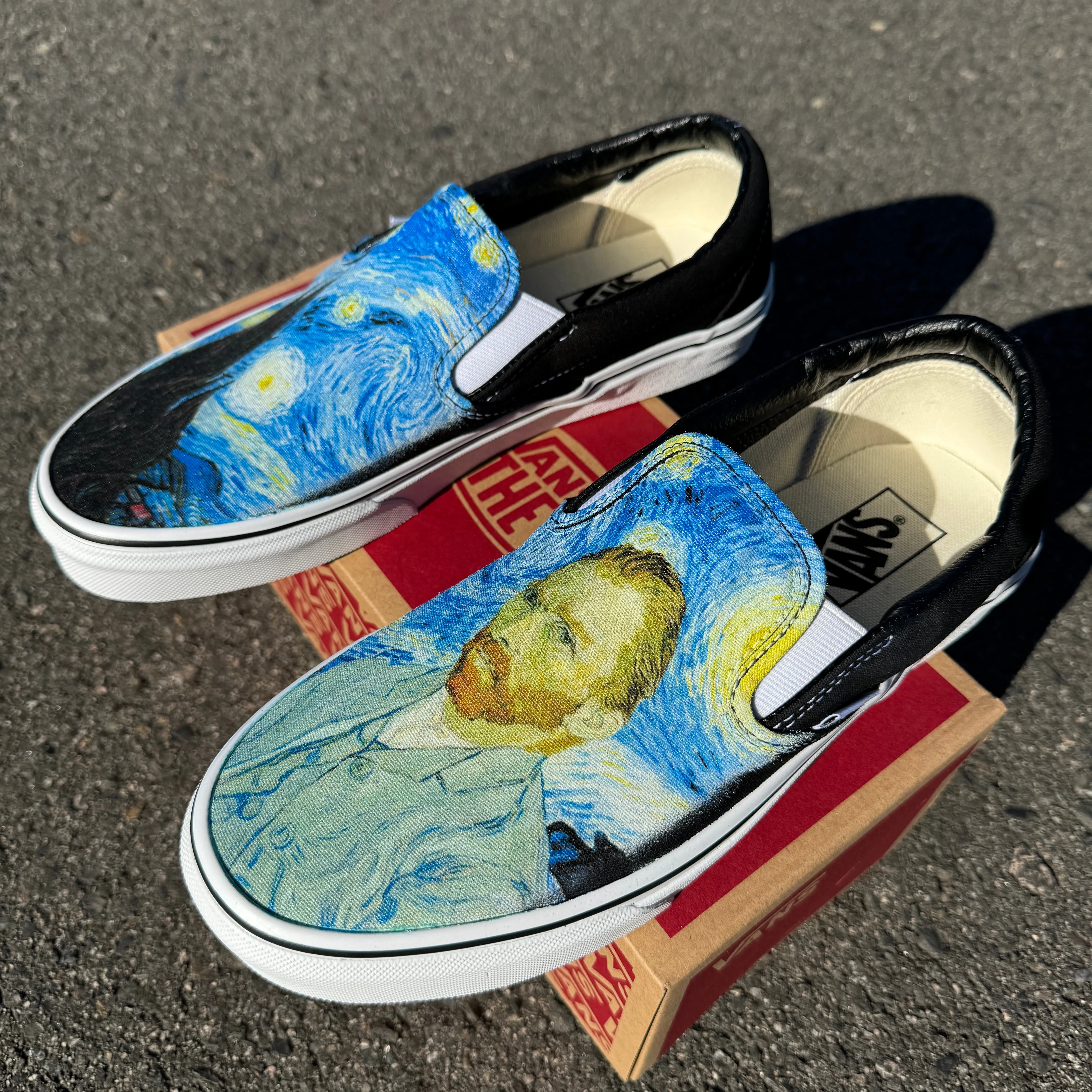 Starry Night Slip On Vans Featuring Van Gogh Portrait Shoes Unisex for Men and Women