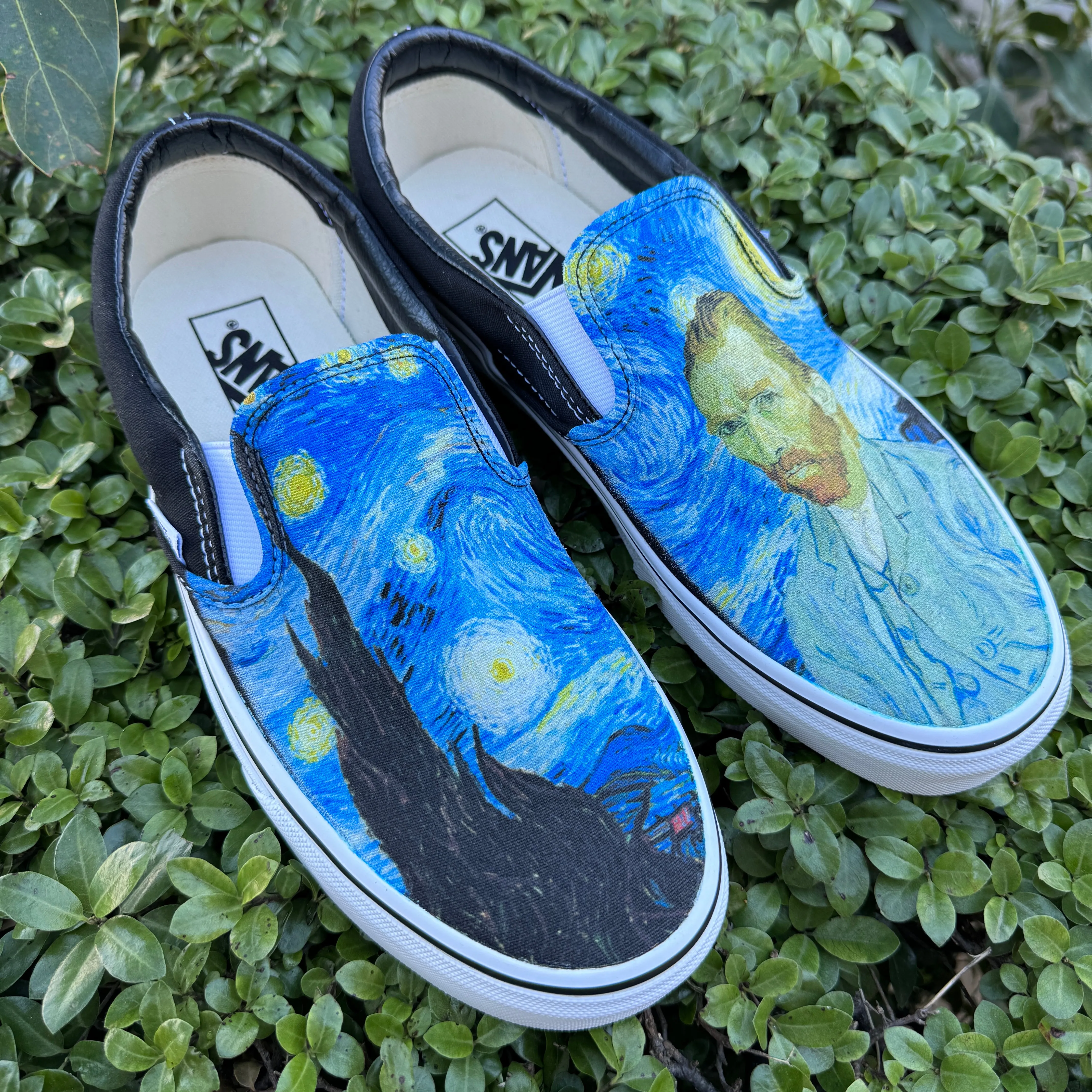 Starry Night Slip On Vans Featuring Van Gogh Portrait Shoes Unisex for Men and Women