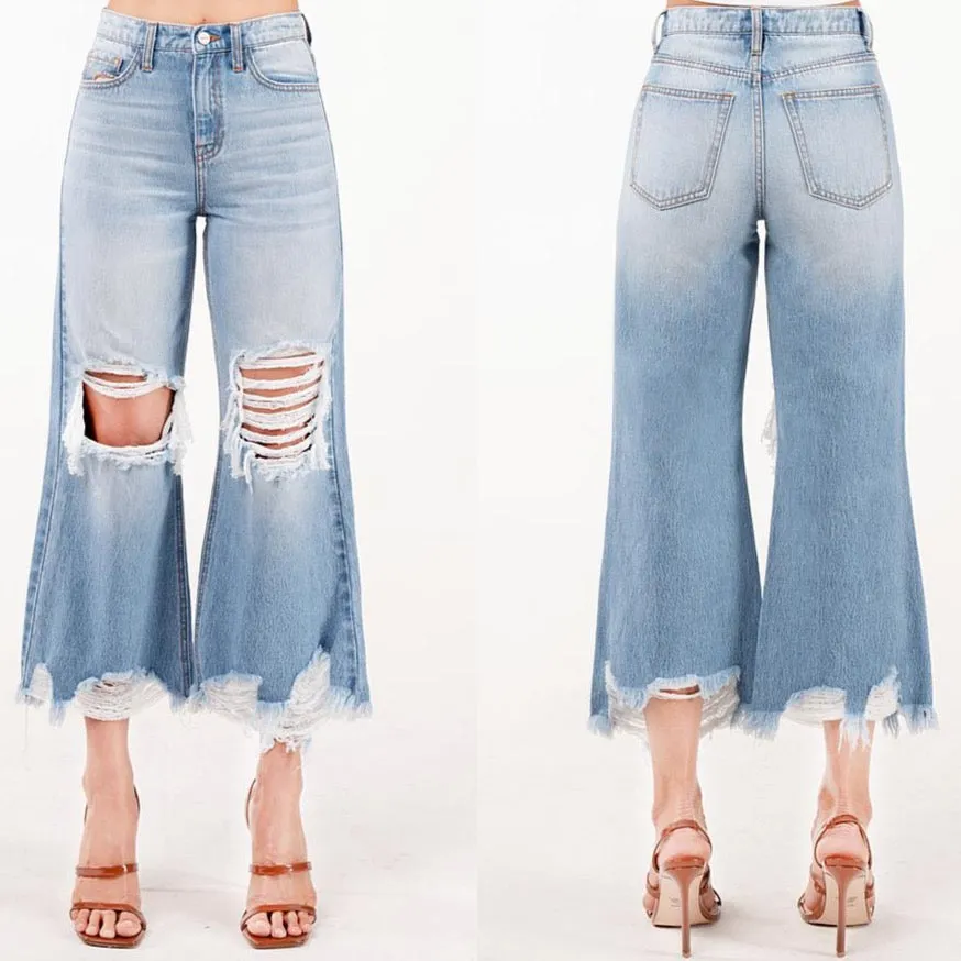 Summer Season High Rise Straight Leg Jeans