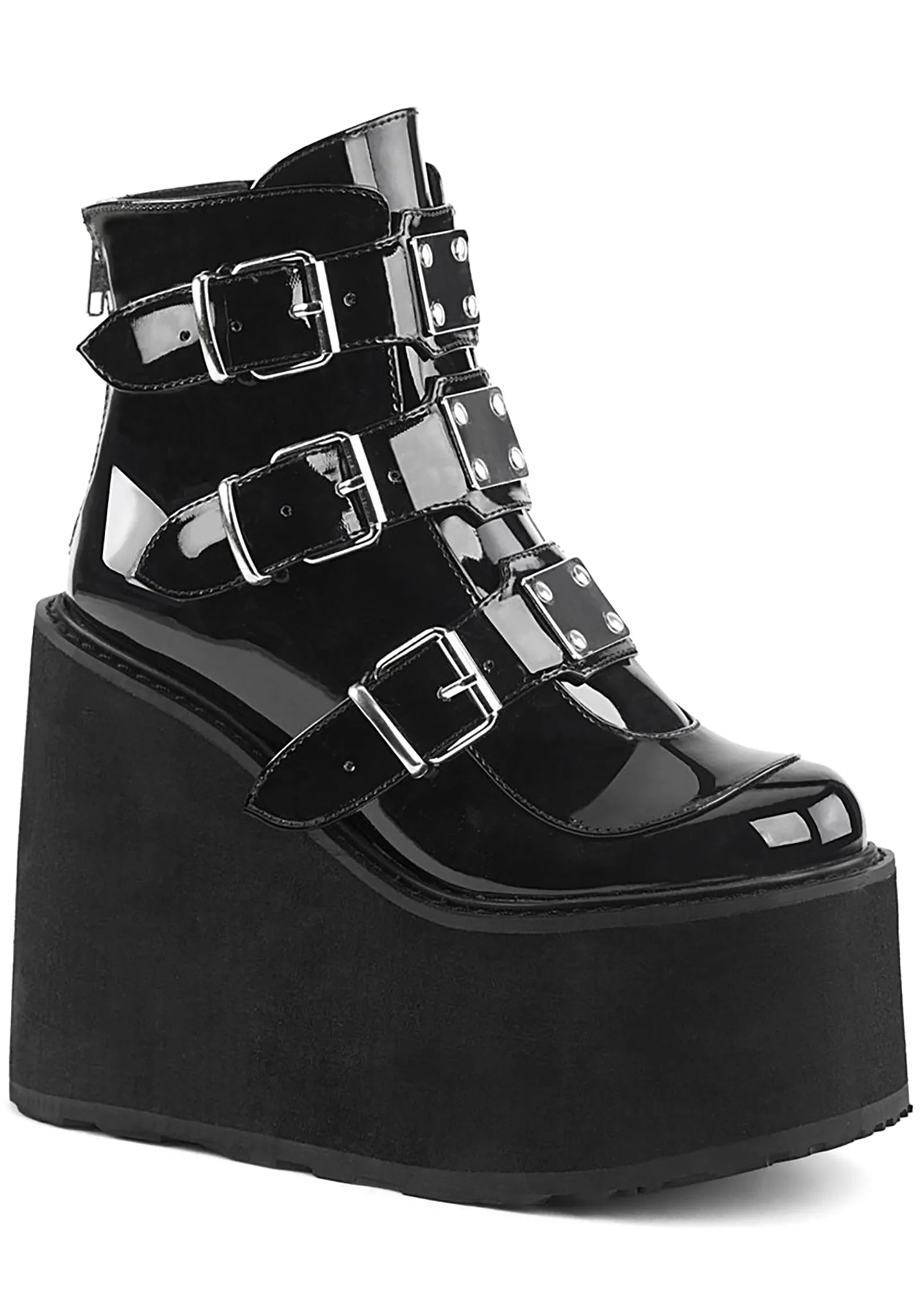 SWING 105 Dark Resistance Patent Black Platform Boots