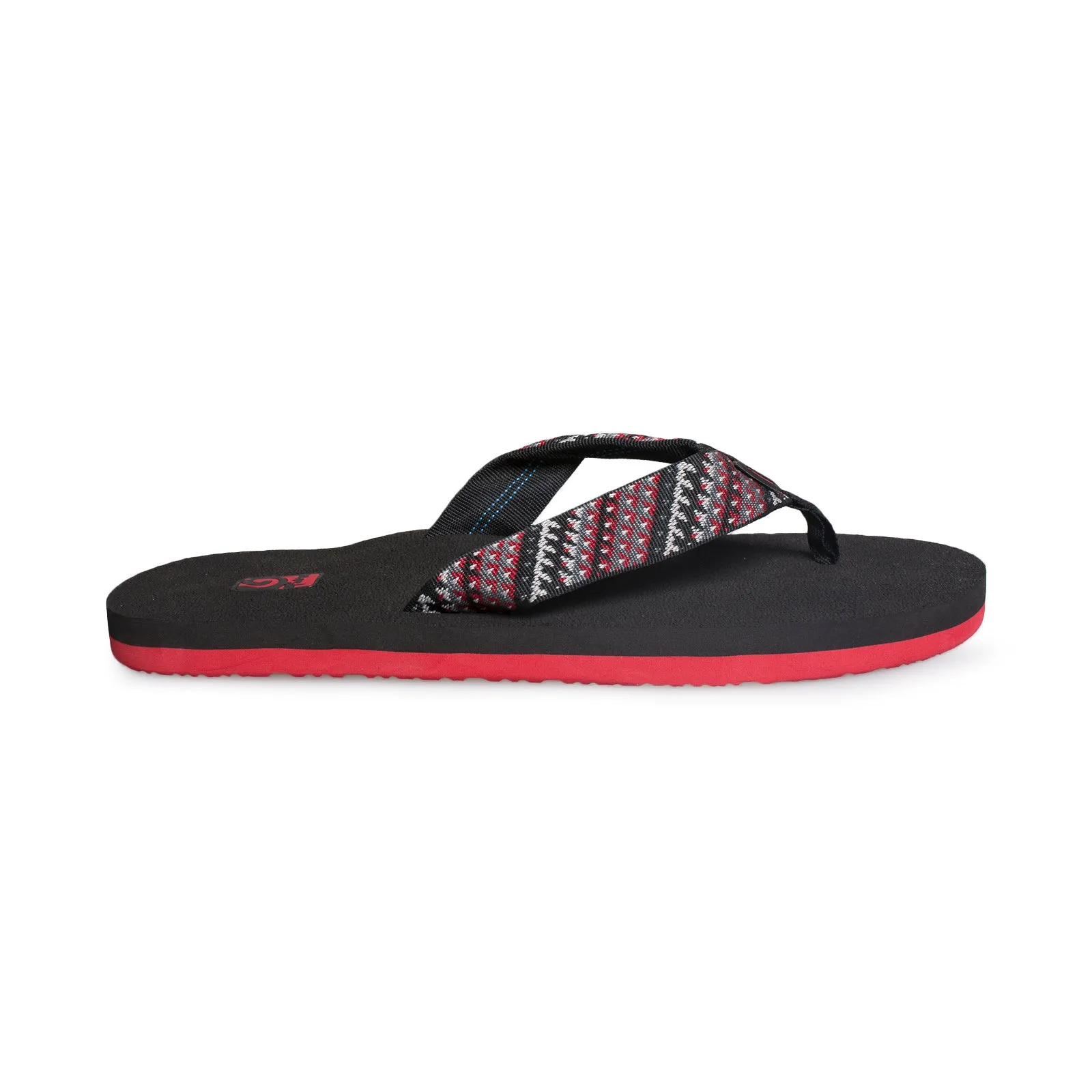 Teva Mush II Tartan Black Red Gray Flip Flops - Men's