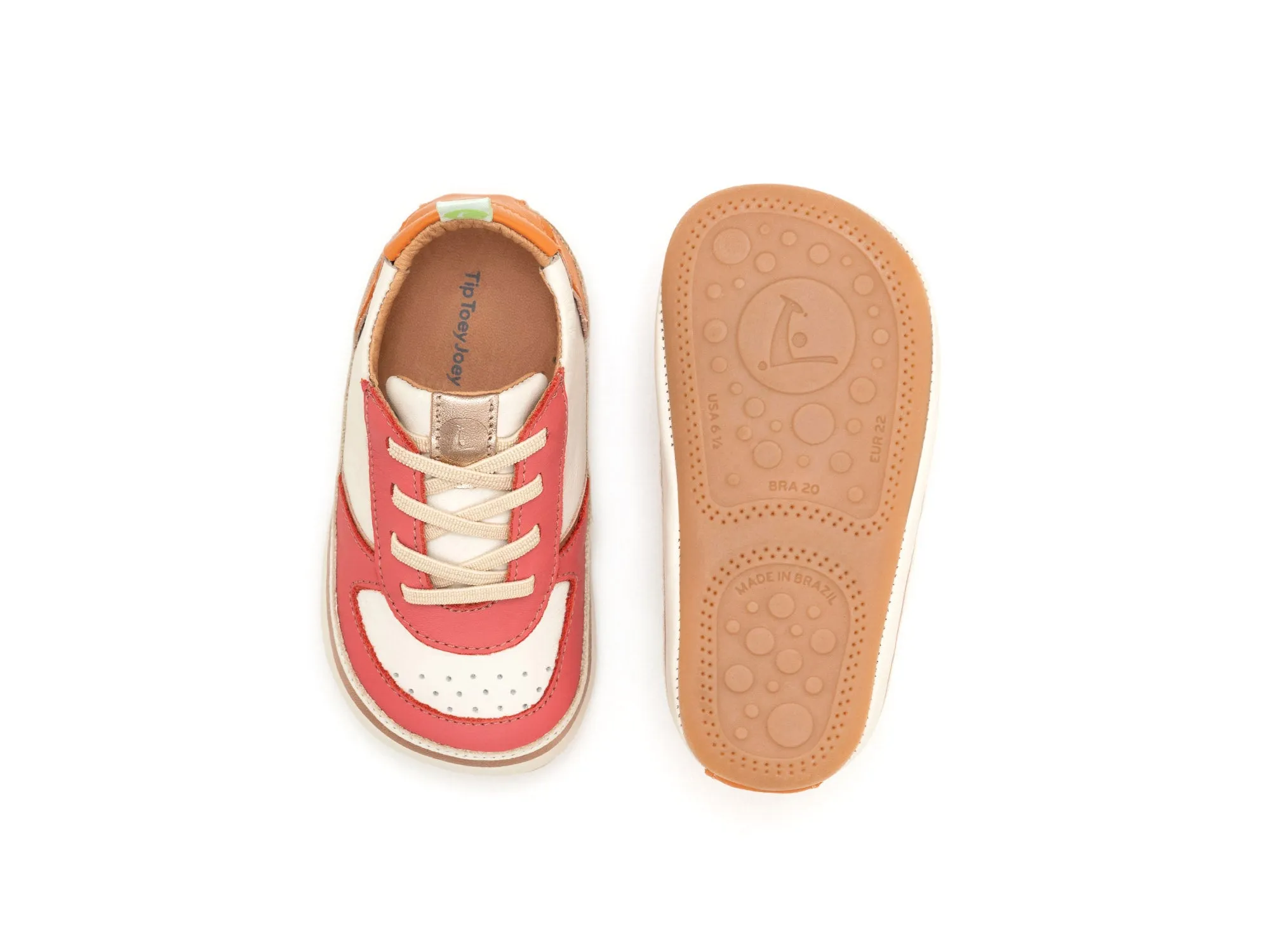 Tip Toey Joey Girl's Brinky Sneakers, Coral Matte/Tapioca