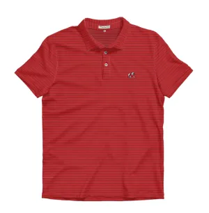 UGA Standing Dawg - Red & Black Betula Stripe Performance Polo