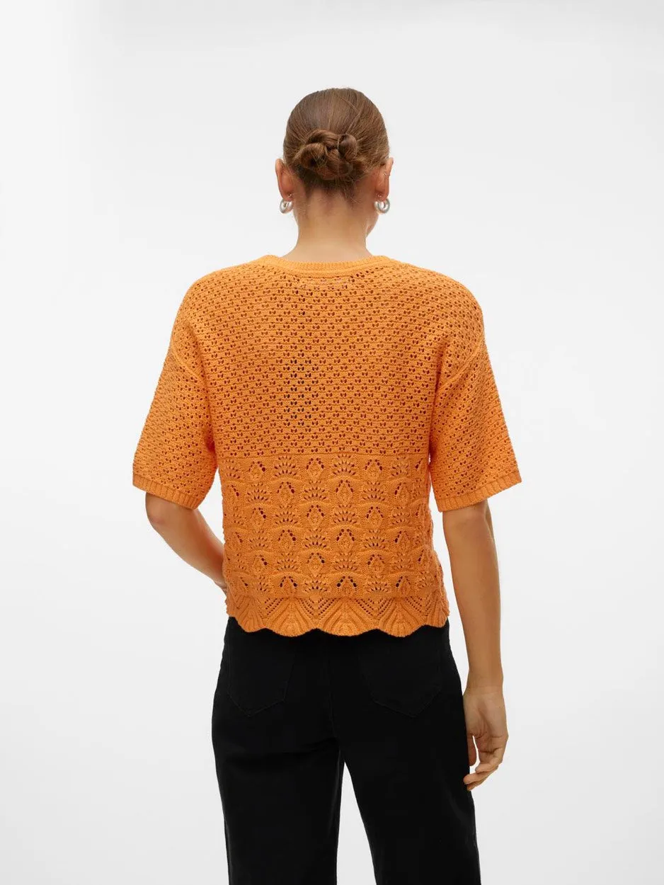 Vmlillie Ss O-neck Short Pullover B - Oranje