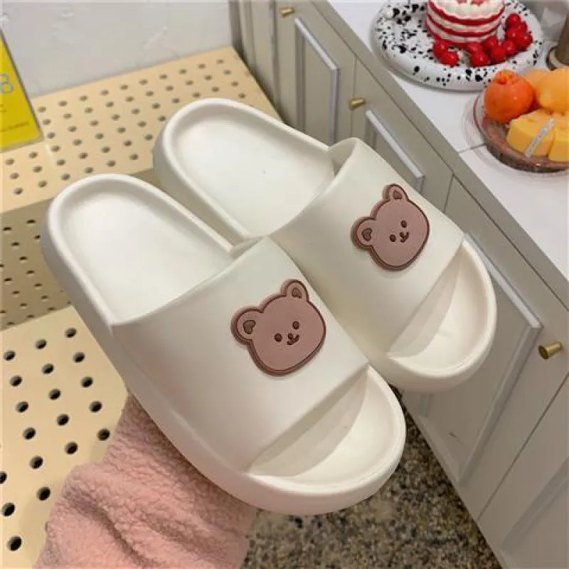 W Bear Slippers Female Home Non-slip Bathing Indoor And Outdoor Wear Soft Bottom Comfortable Sandals Male