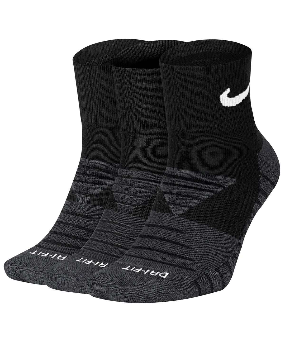 White/Wolf Grey/Black - Nike everyday max cushioned ankle sock (3 pairs)