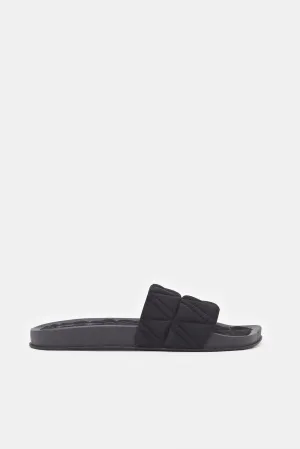 Women Black Sqaure Toe Slide