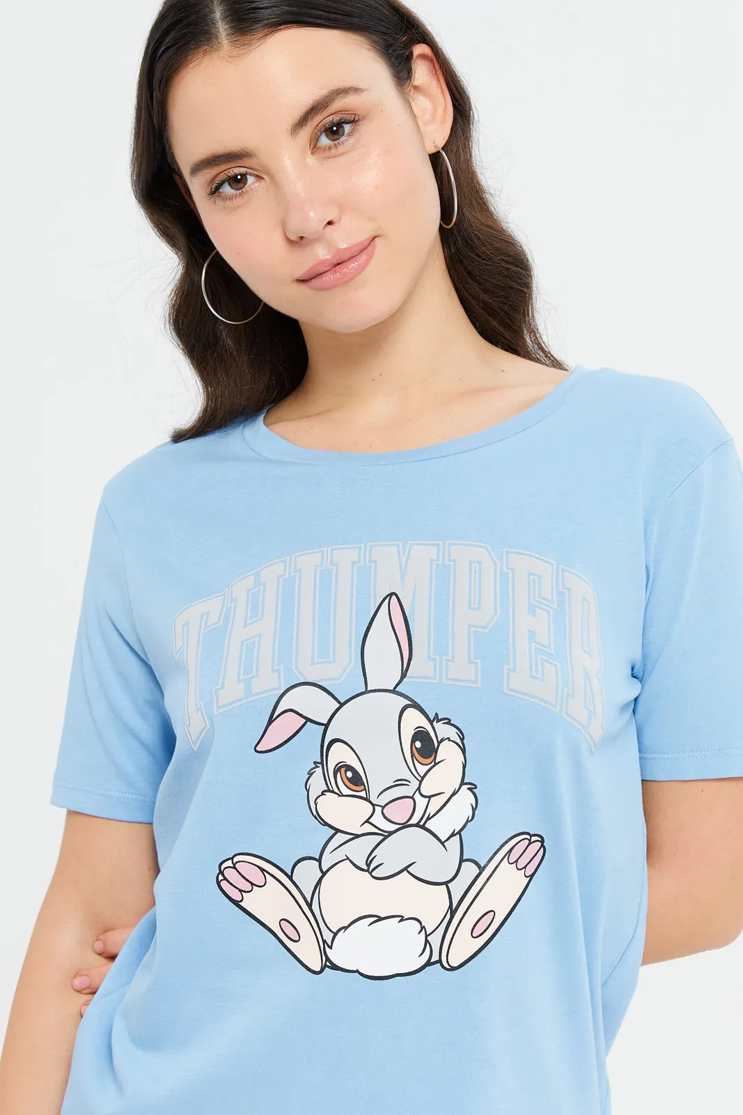 Women Blue Thumper Printed T-Shirt