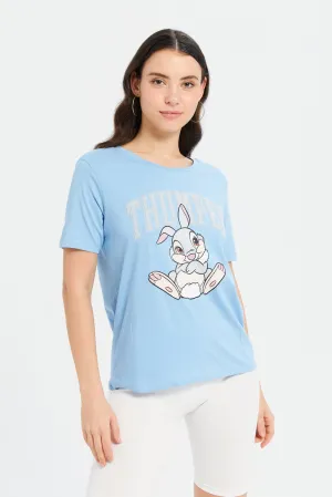 Women Blue Thumper Printed T-Shirt