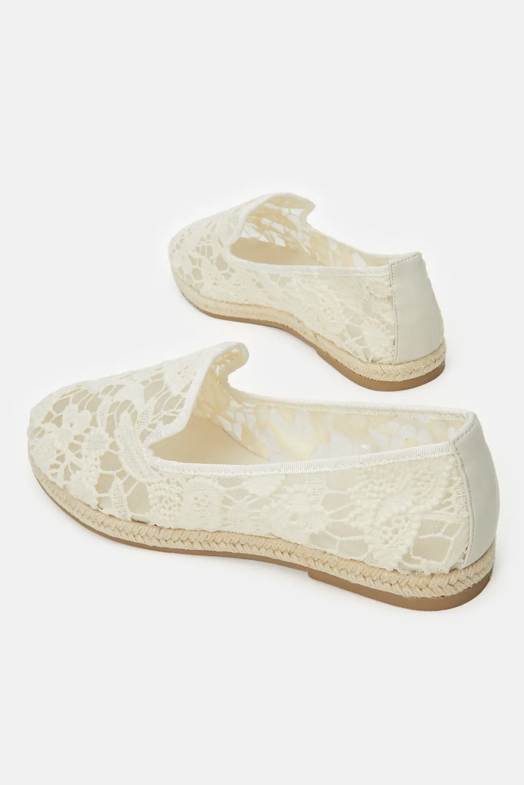 Women White Lace Espadrille